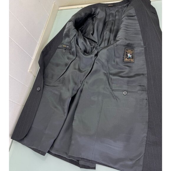 Hart Schaffner & Marx 2 Piece Suit 48R Blazer 42X26 Pants Chalk Pinstripe Gray - Picture 4 of 16